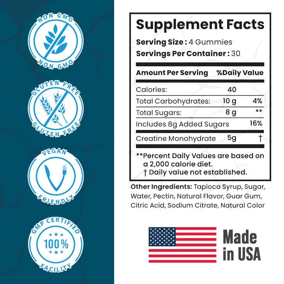 Delicious smash creatine gummies in a vibrant packaging, perfect for enhancing workout performance and muscle recovery."