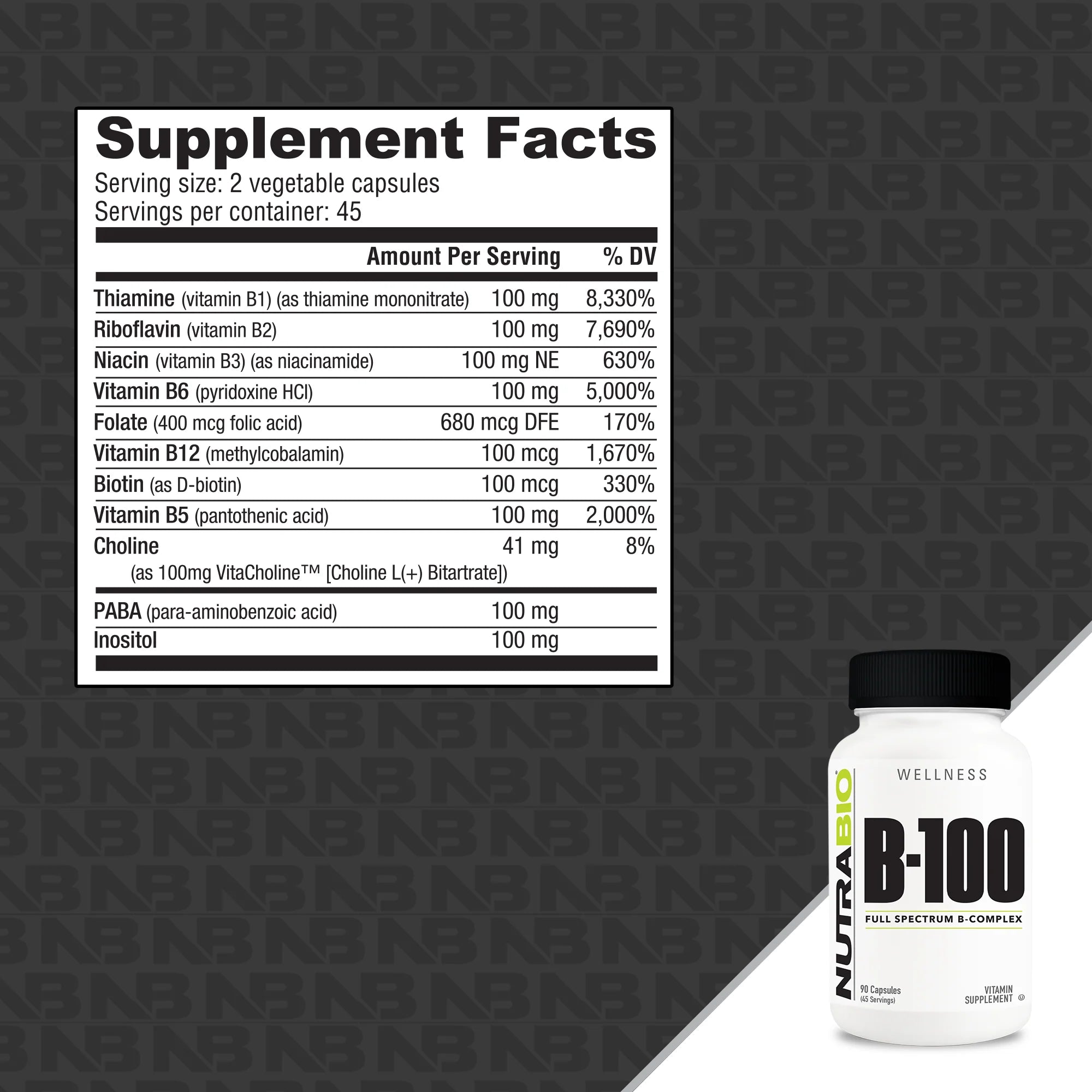 Vitamin B-100 Complex By Nutrabio – Redline Nutrition