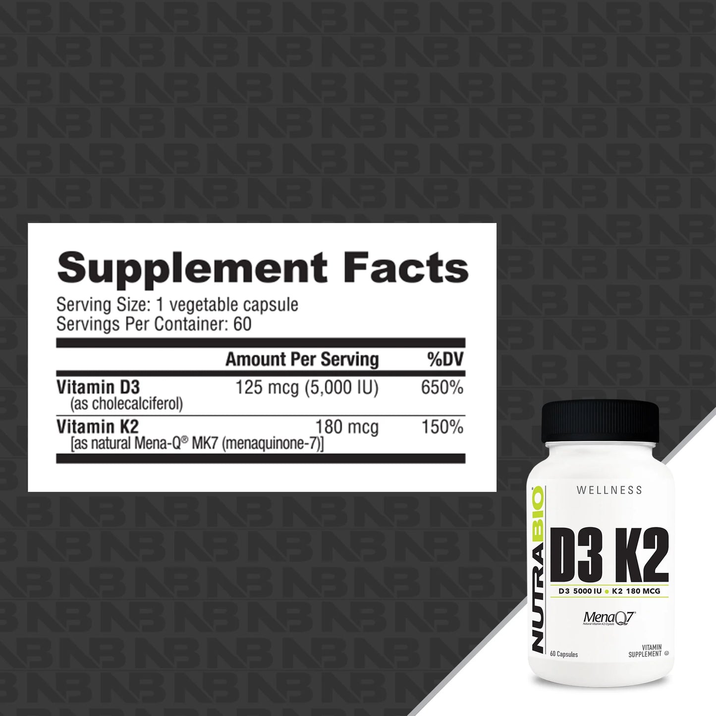 Vitamin D3 K2 by Nutrabio